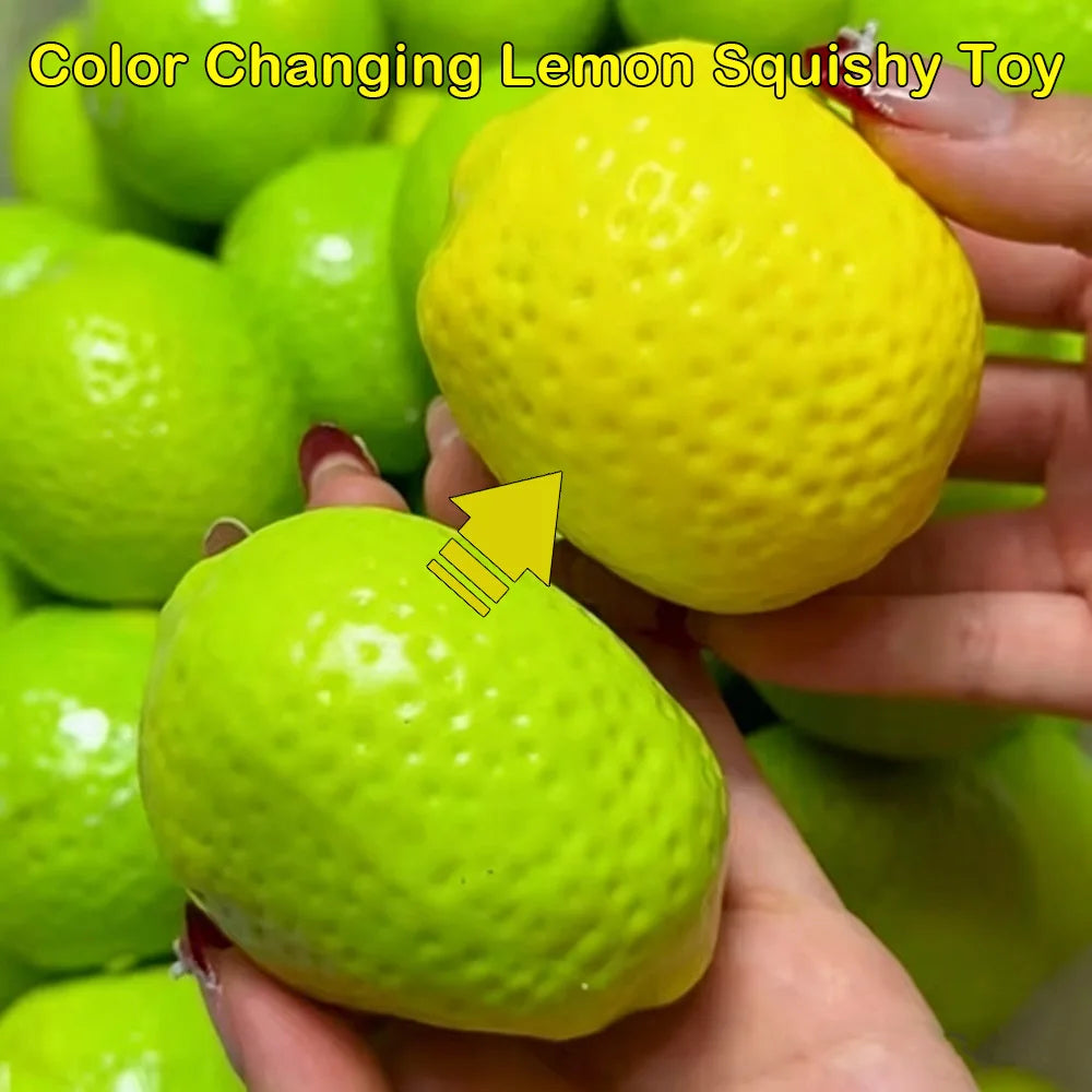 Crispy Lemon Stress Ball Squeeze Toy Color-Changing ASMR Fidget Toy